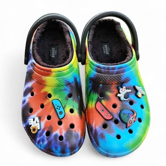 Crocs Classic Tie-Dye Dual Clogs Comfort Graphic W/Jibbitzs Size Men 5/Youth J5 - Picture 2 of 13